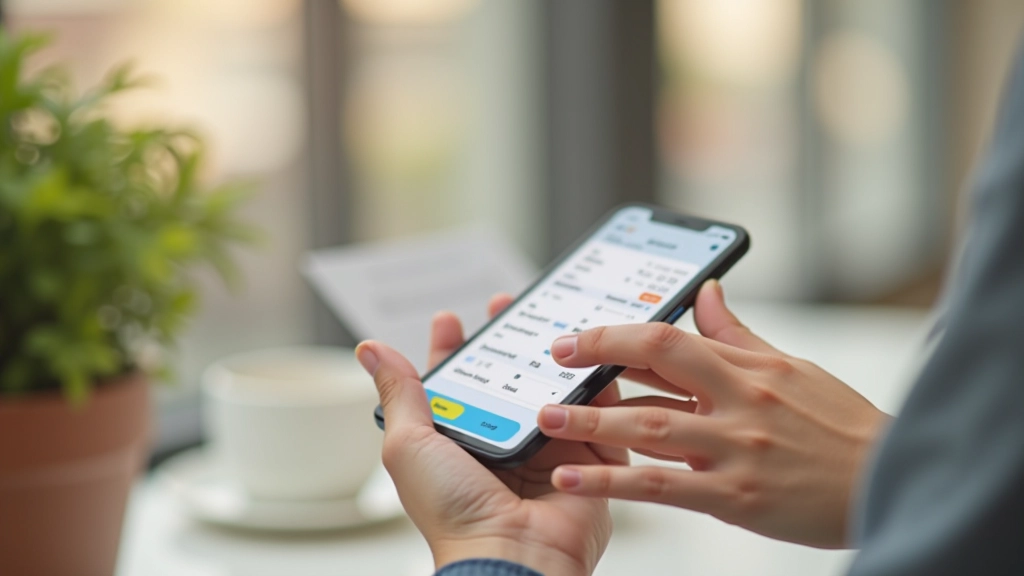 Digitale Umschlagmethode mit Smartphone und Budget-App zur Geldverwaltung