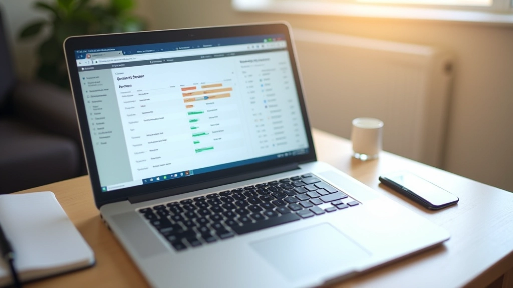 Nahaufnahme eines Notebooks mit Kategorisierungs-Dashboard und Stift zur manuellen Bearbeitung
