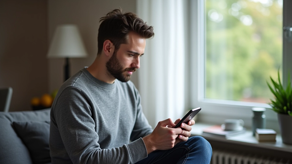 Person schaut konzentriert auf Smartphone während sie eine Ausgabe kategorisiert und in der Budget-App einträgt