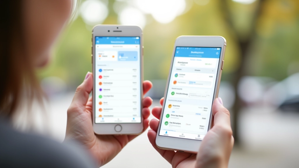 Smartphone-Bildschirme mit Finanzguru und Outbank App-Interface nebeneinander